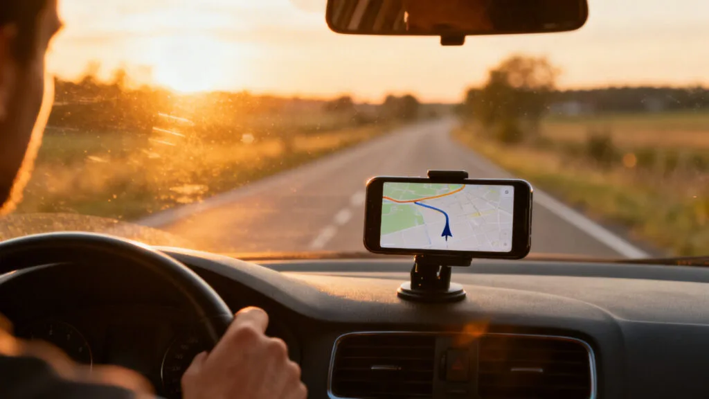Navigation pas à pas hors connexion sur route de campagne