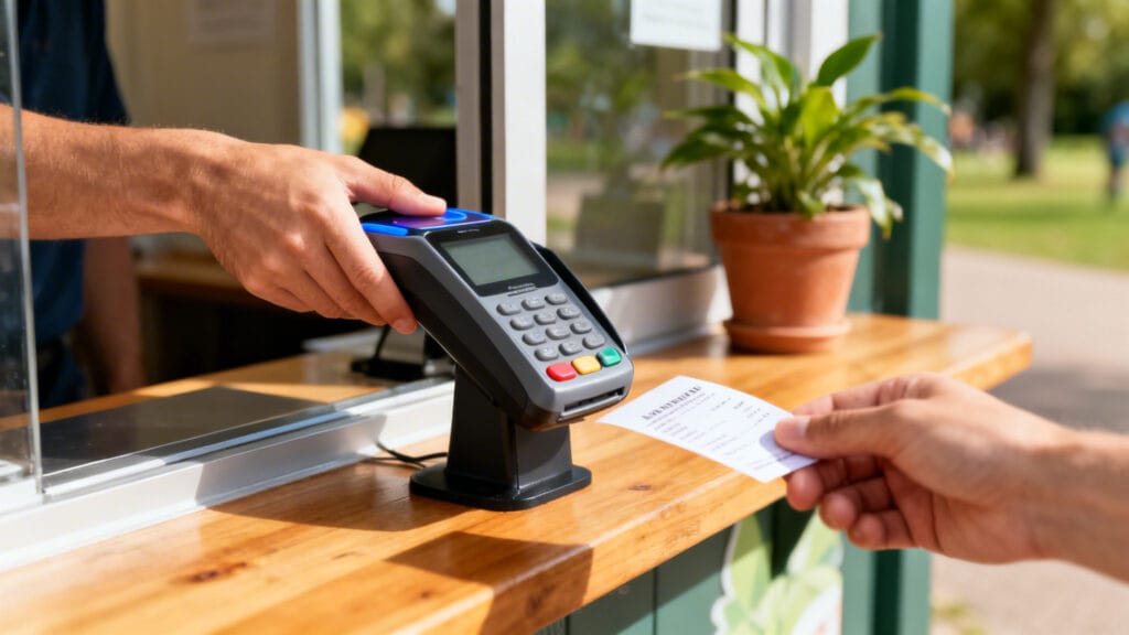 Paiement sans contact au guichet, modes de paiement du parc