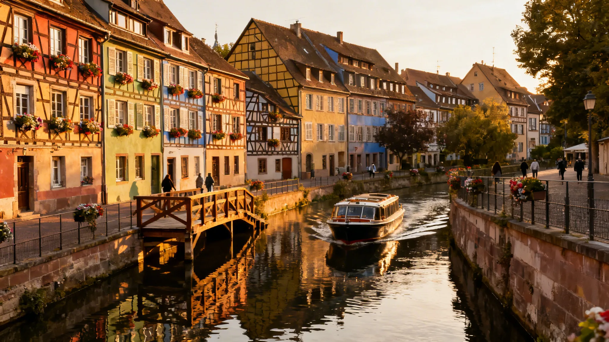 Canal pittoresque ambiance petite venise au soleil couchant