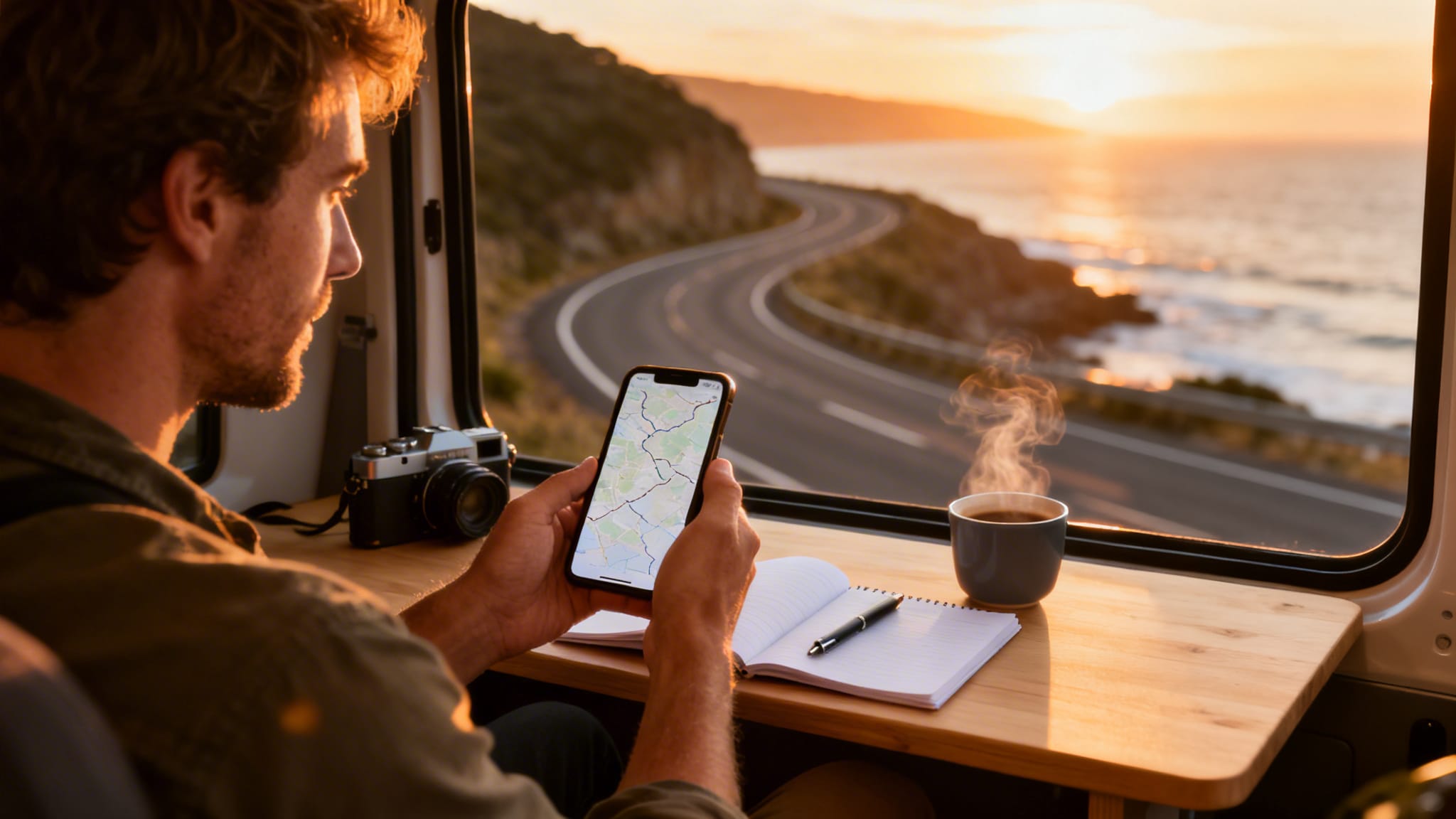 Voyageuse utilisant Polarsteps pour suivre son itinéraire