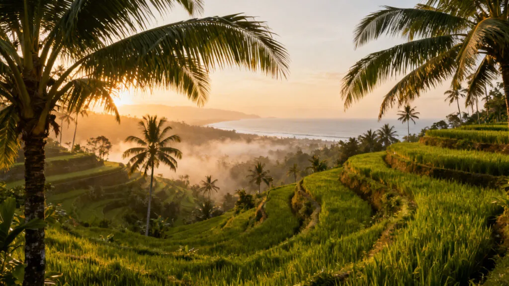 Paysage tropical en saison sèche pour août