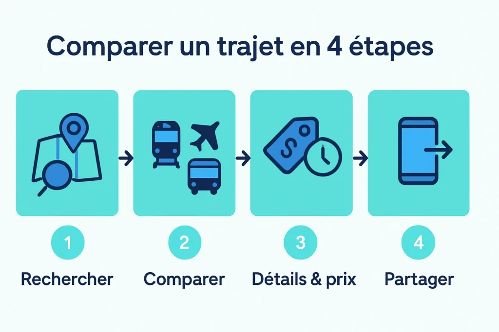 Schéma des étapes du planificateur de trajet multimodal