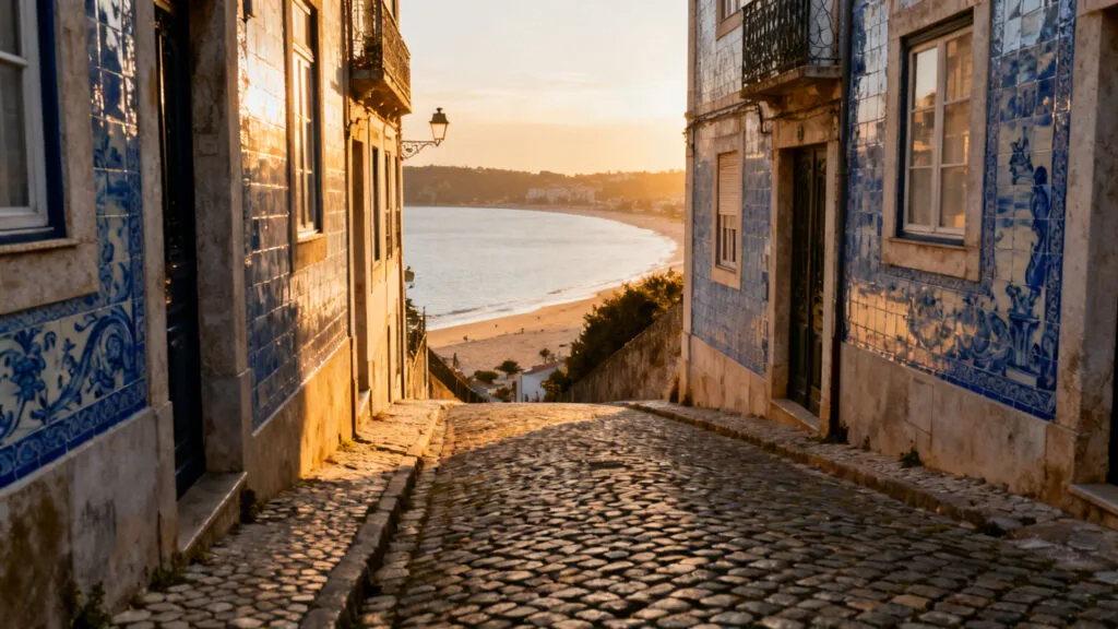 Ruelle aux azulejos et baie, city break ensoleillé pas cher