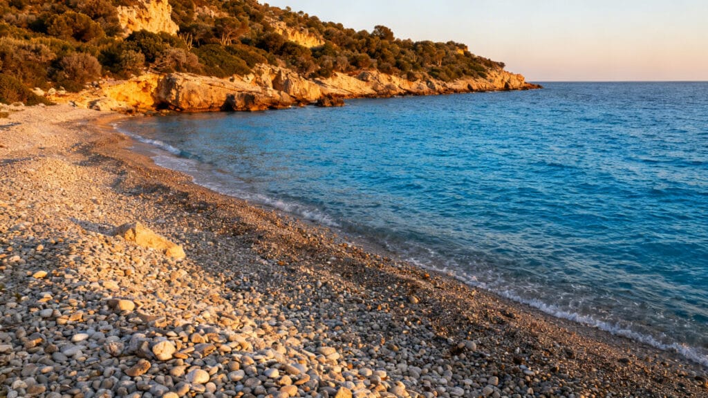 Côte sicilienne au soleil, mer bleu cobalt au printemps
