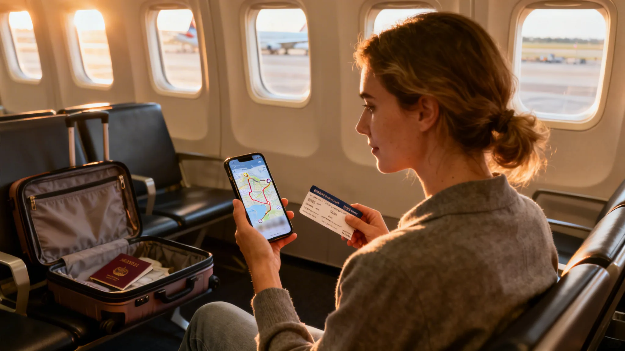 Voyageuse consultant un itinéraire centralisé sur TripIt