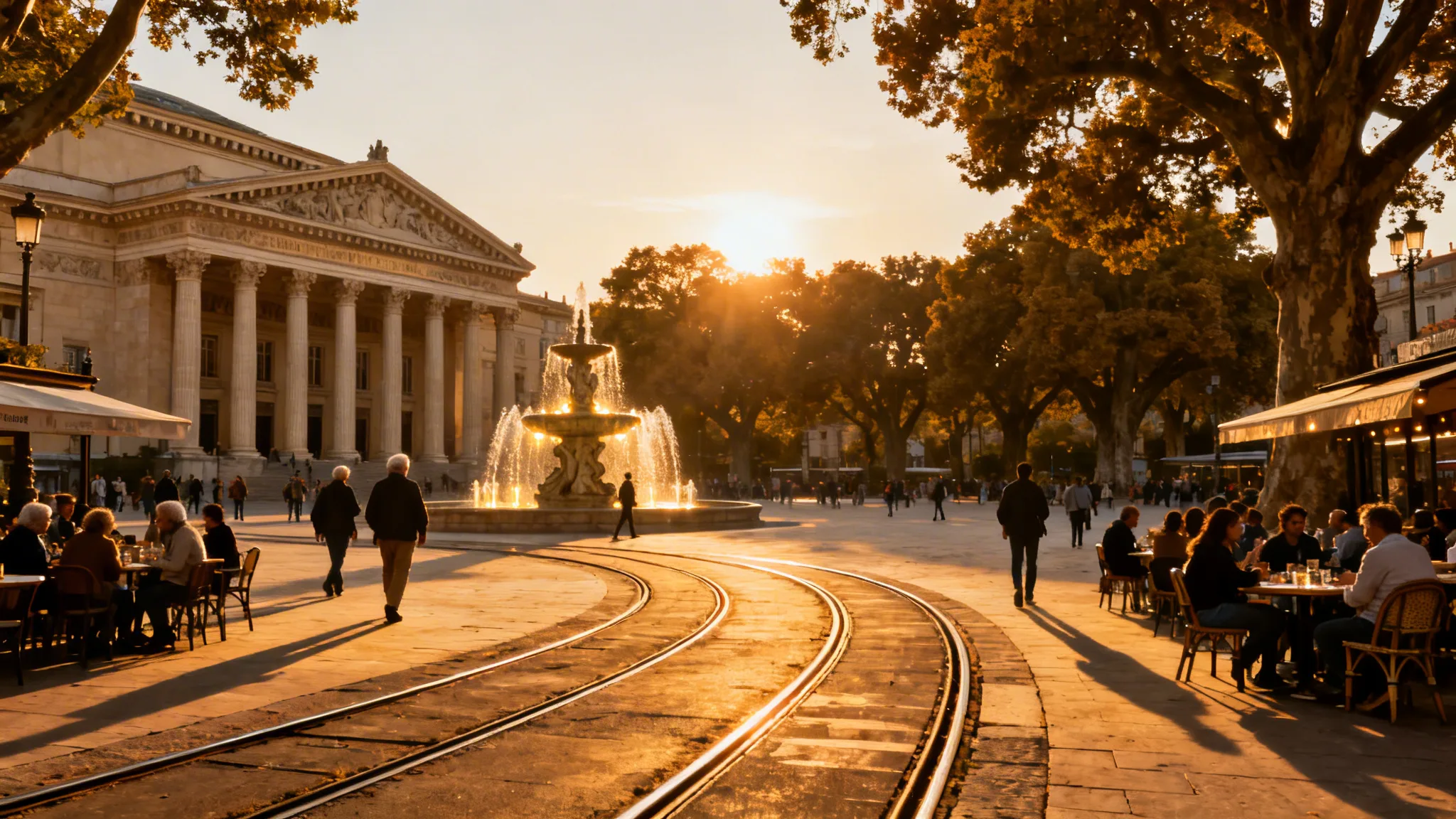 Visiter Montpellier : grande place et esplanade animées