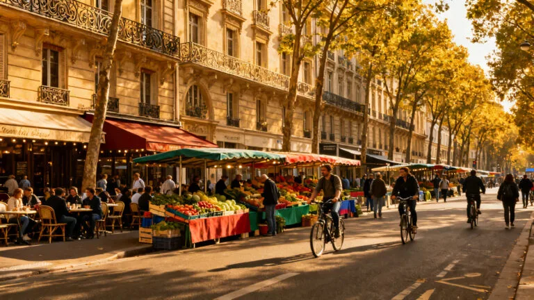 Scène de rue conviviale dans le 14e arrondissement de Paris