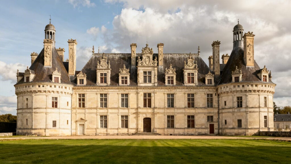 Château Renaissance aux cheminées et lucarnes sculptées
