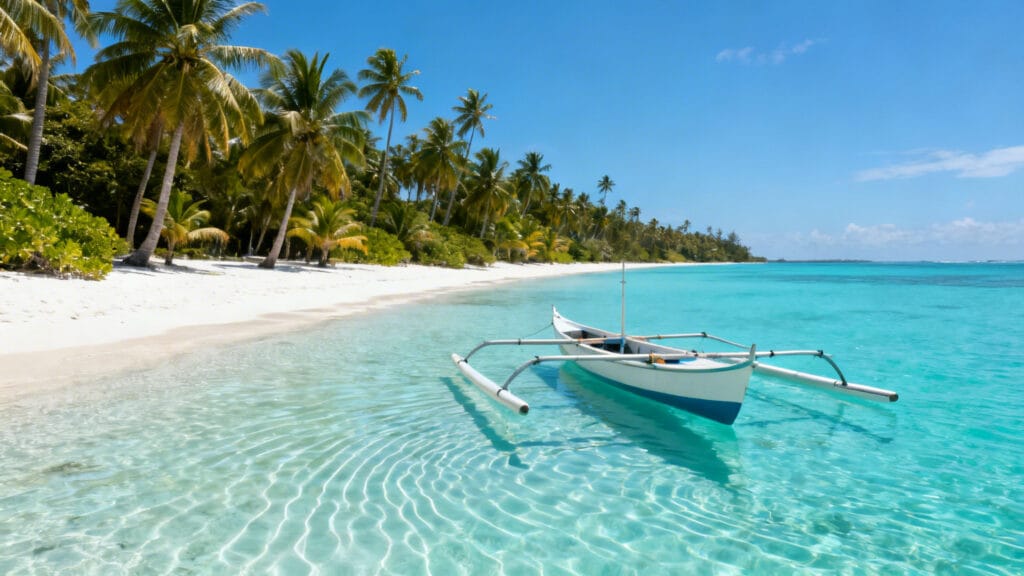Plage de sable fin et lagon de Kiribati