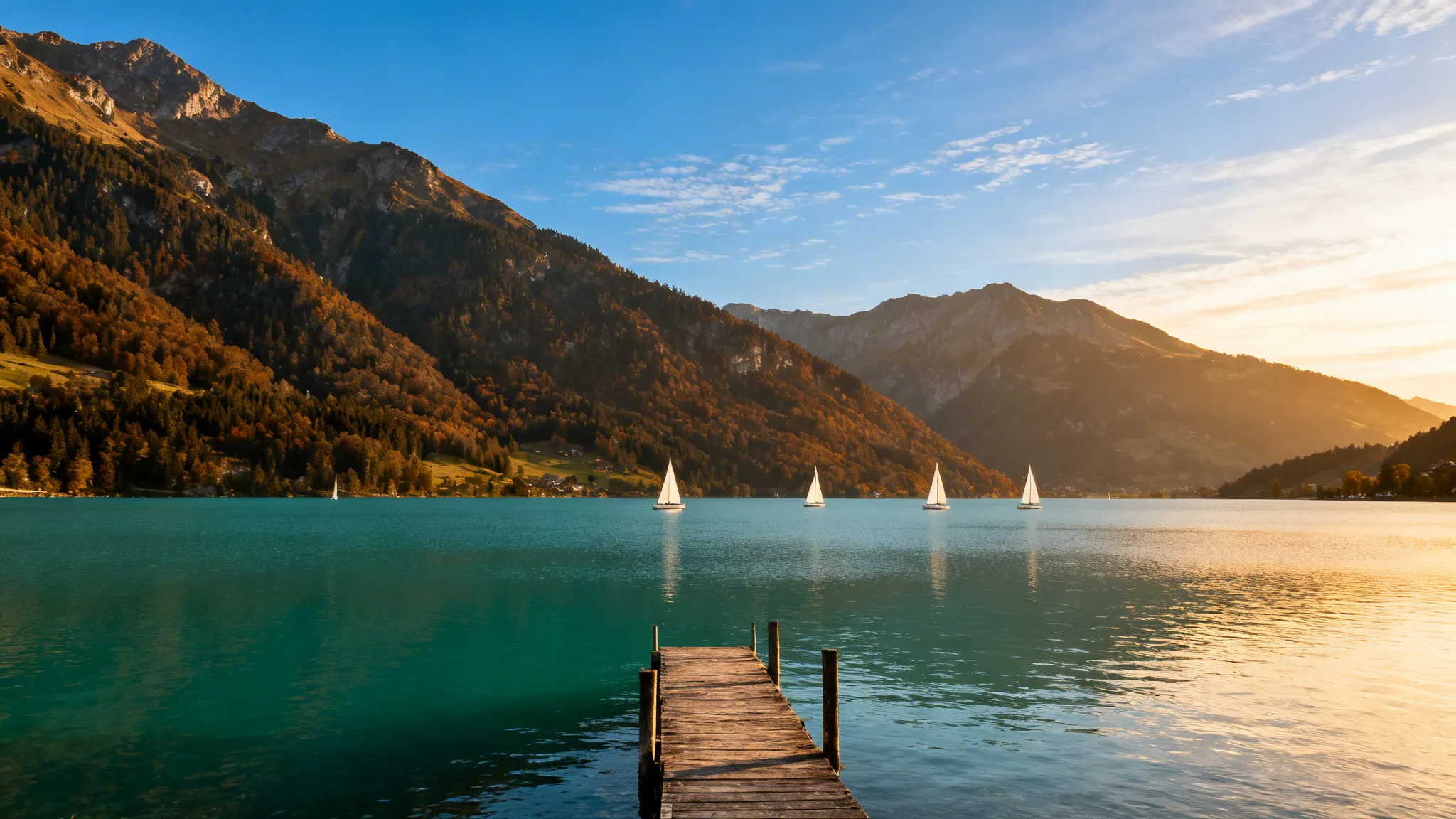 Panorama du Lac d’Annecy, eau turquoise et voiliers