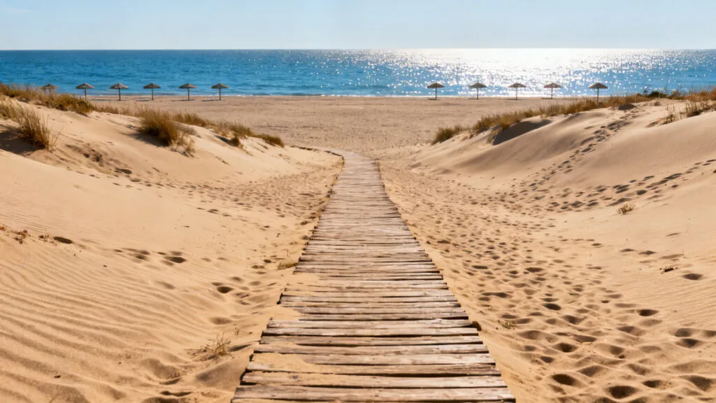 Large plage méditerranéenne pour des vacances pas chères en septembre