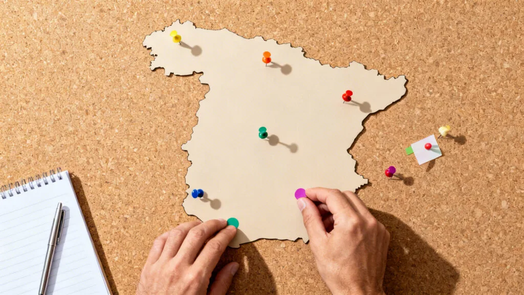 Organisation des dates par communauté autonome sur carte