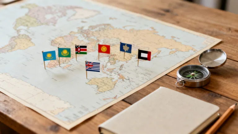 Drapeaux et capitales des pays en k sur une carte