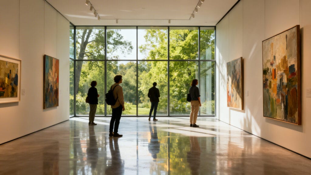 Intérieur d’un espace d’exposition moderne dans le sud de Paris