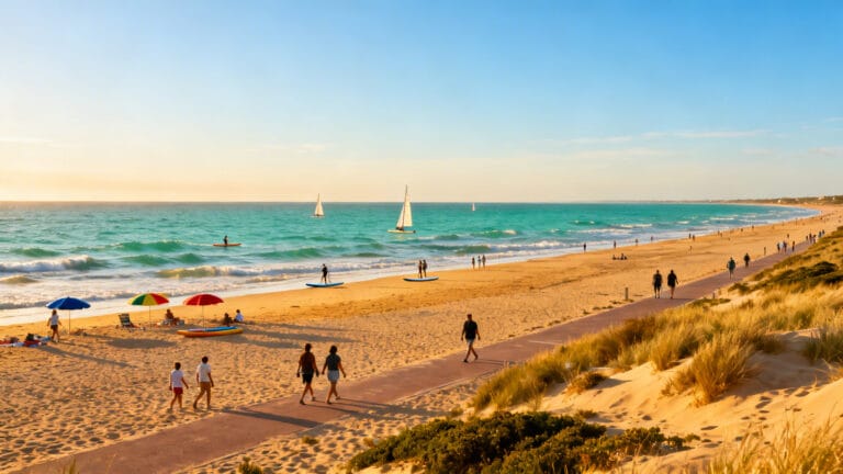 Plage française animée illustrant une station balnéaire en été