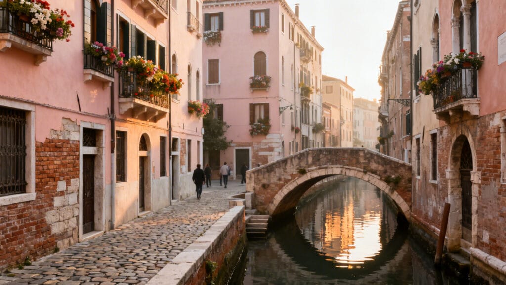 Canal et maisons fleuries de la vieille ville d’Annecy