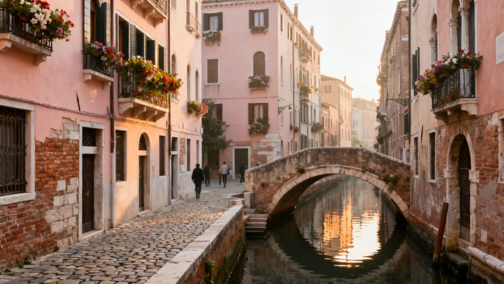 Canal et maisons fleuries de la vieille ville d’Annecy