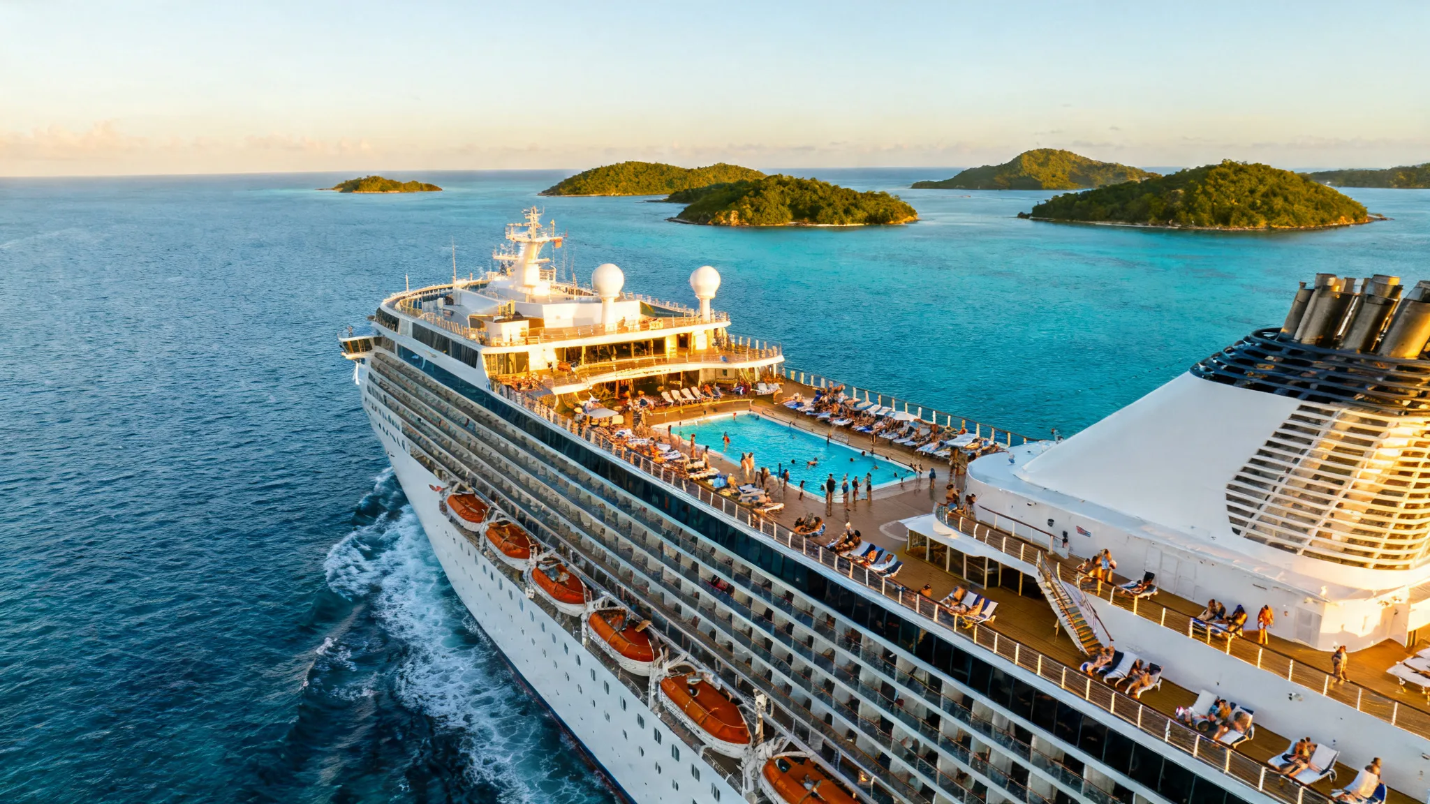 Paquebot en mer sous le soleil pour des Croisières d'été