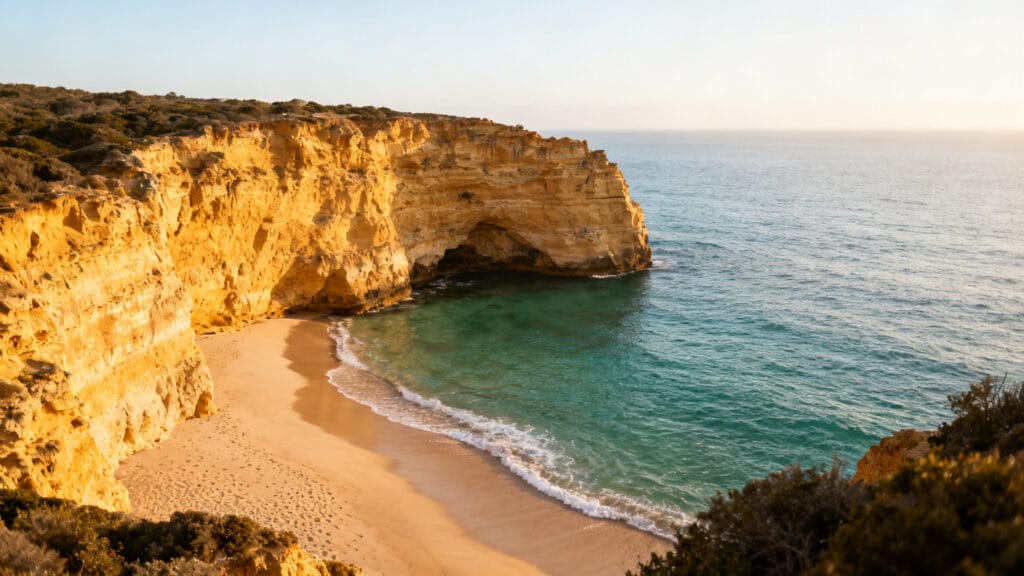 Crique de l’Algarve avec falaises dorées