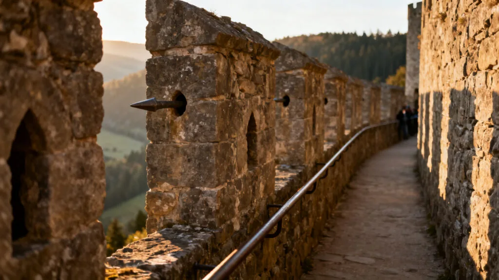 Archères hautes et chemin de ronde, vue vers la vallée