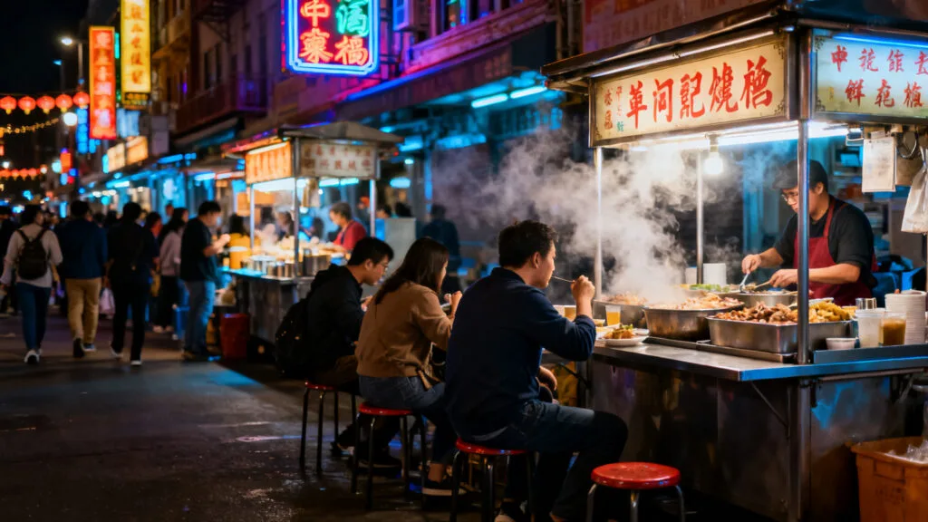 Street food et néons dans Chinatown Bangkok