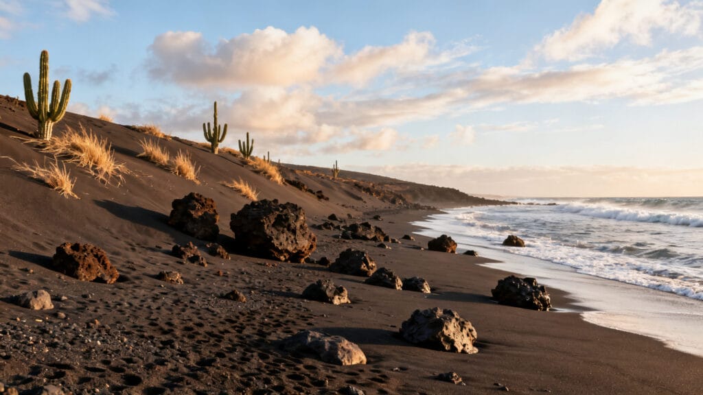 Plage volcanique des Canaries, eau à 22-23&nbsp;°C