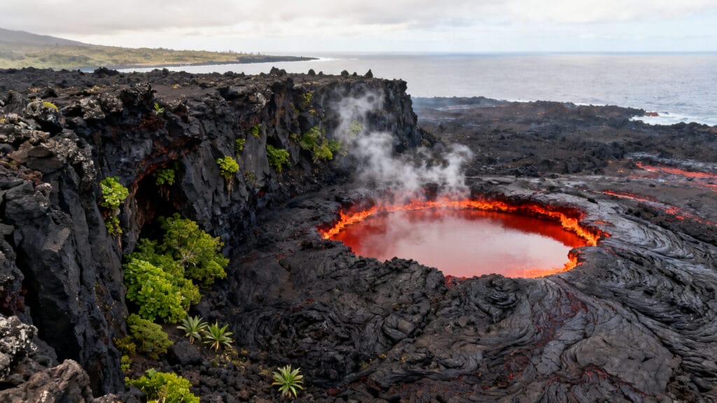 Côte volcanique avec piscines naturelles en Atlantique