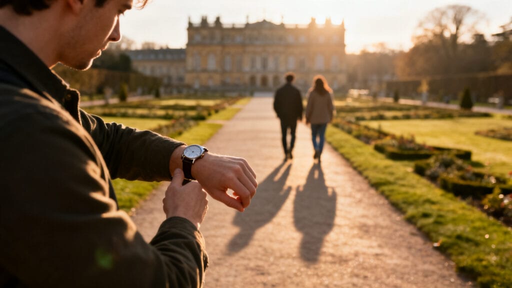 Chemin des jardins à l’ouverture, repères d’horaires d’ouverture