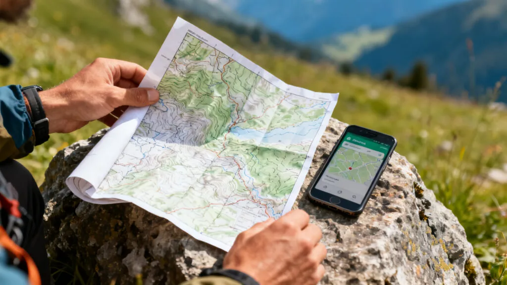 Carte IGN pliée et appli hors-ligne pour l’itinéraire
