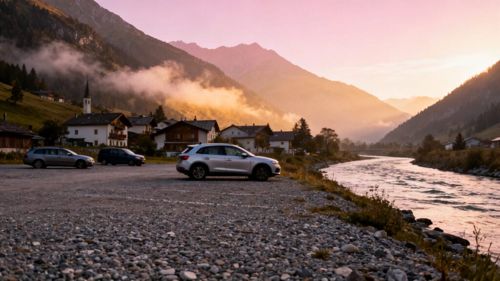 Petit parking à Bourg-d’Arud pour la randonnée au lac