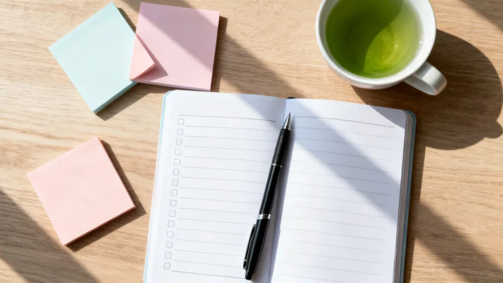 Carnet et stylo pour solutions mots fléchés Japon