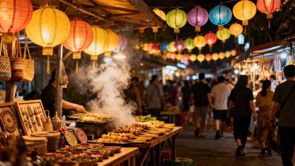 Marchés de nuit, street food et lanternes colorées