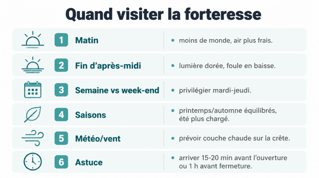 Meilleure période de visite et affluence selon heures et saisons