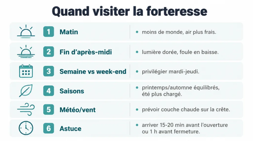 Meilleure période de visite et affluence selon heures et saisons