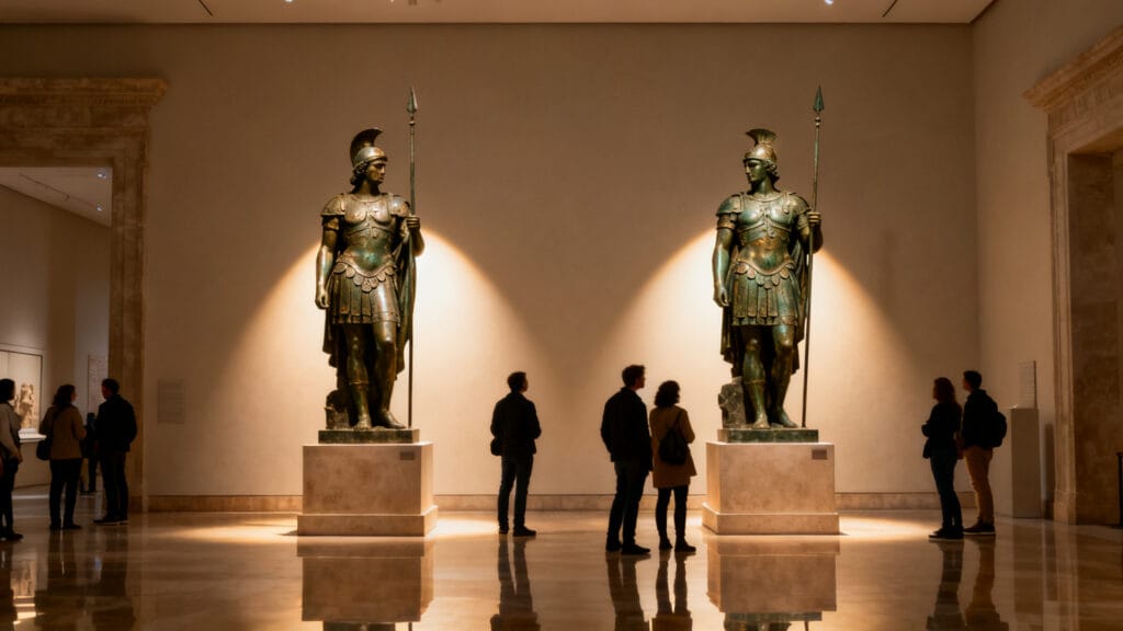 Statues de bronze exposées dans un musée en calabre