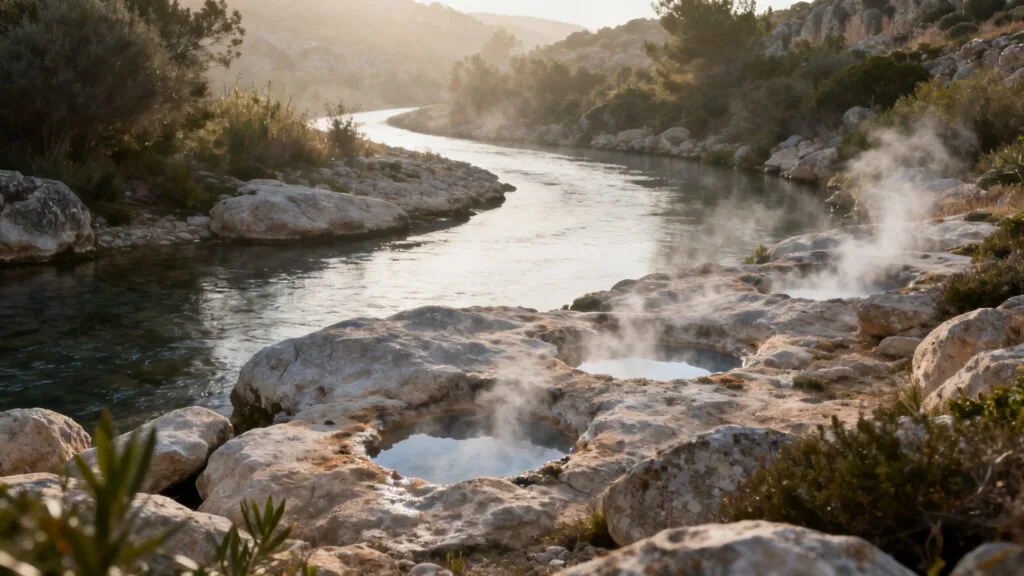Petites poches d’eau chaude le long d’un cours d’eau