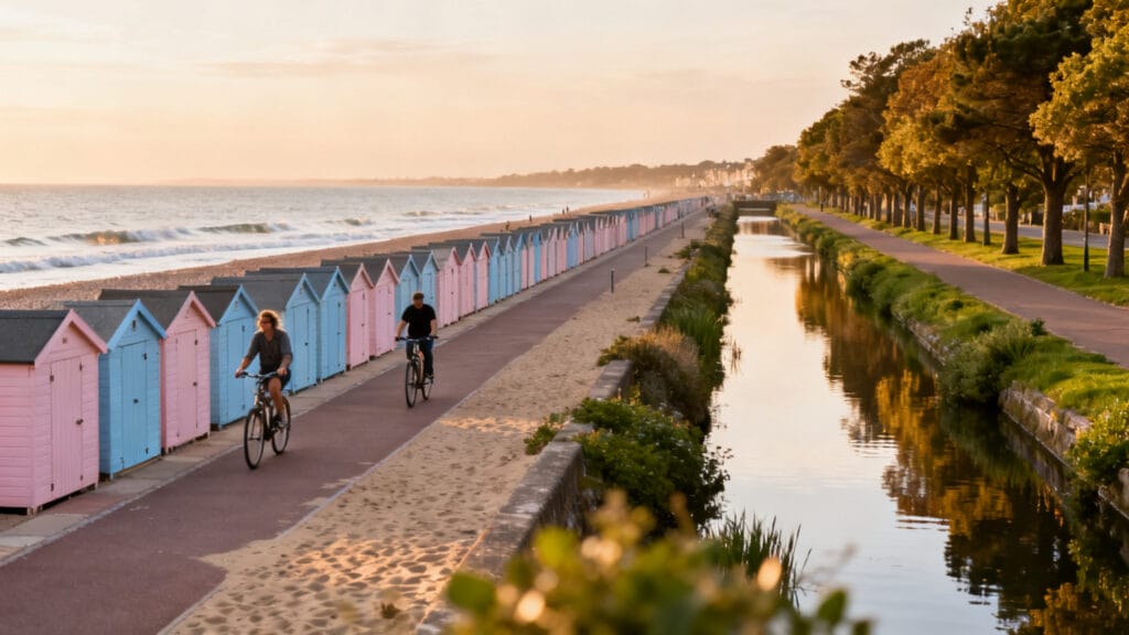 Esplanade cyclable en bord de mer et sentier du canal