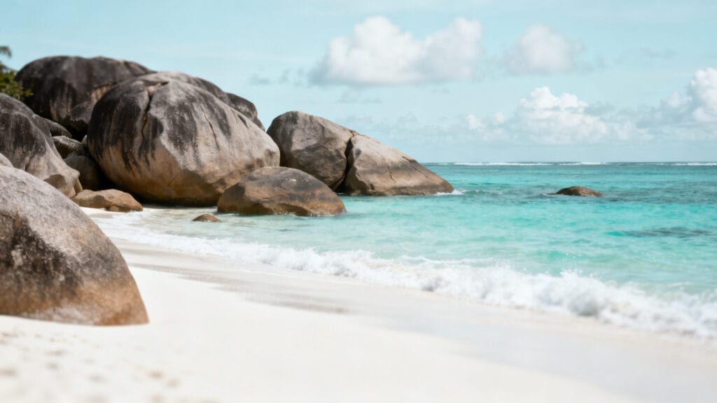 Plage des Seychelles avec eau à 27-28&nbsp;°C