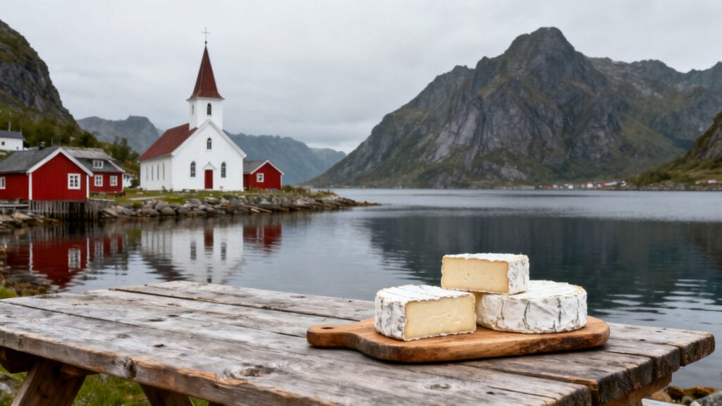 Village de fjord, église en bois et fromages de chèvre