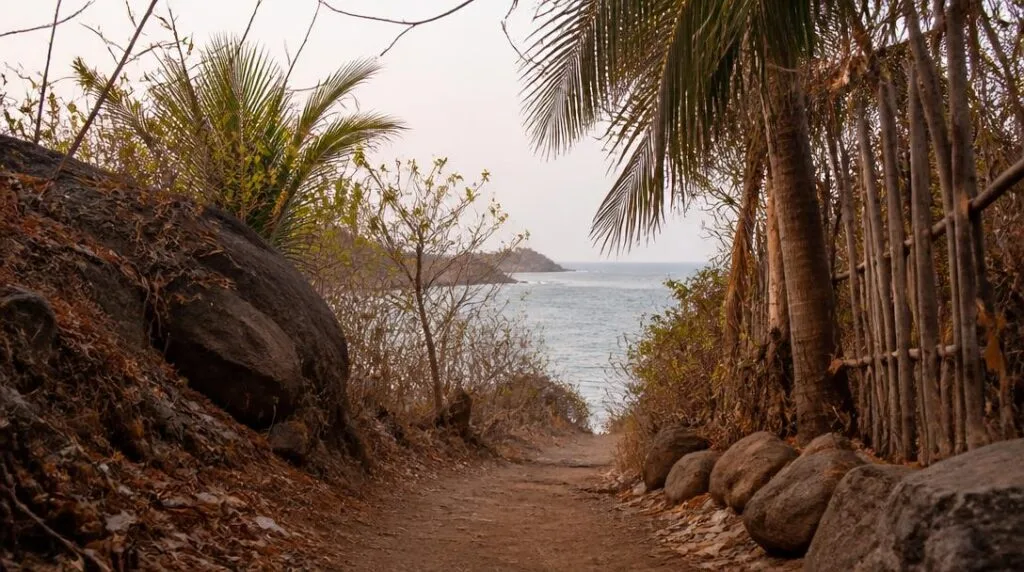 Chemin littoral calme avec vue sur la mer