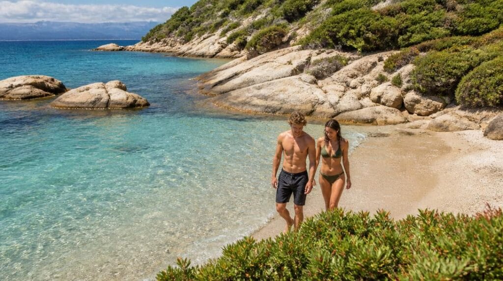 Crique aux eaux turquoise parmi les plages de Sardaigne