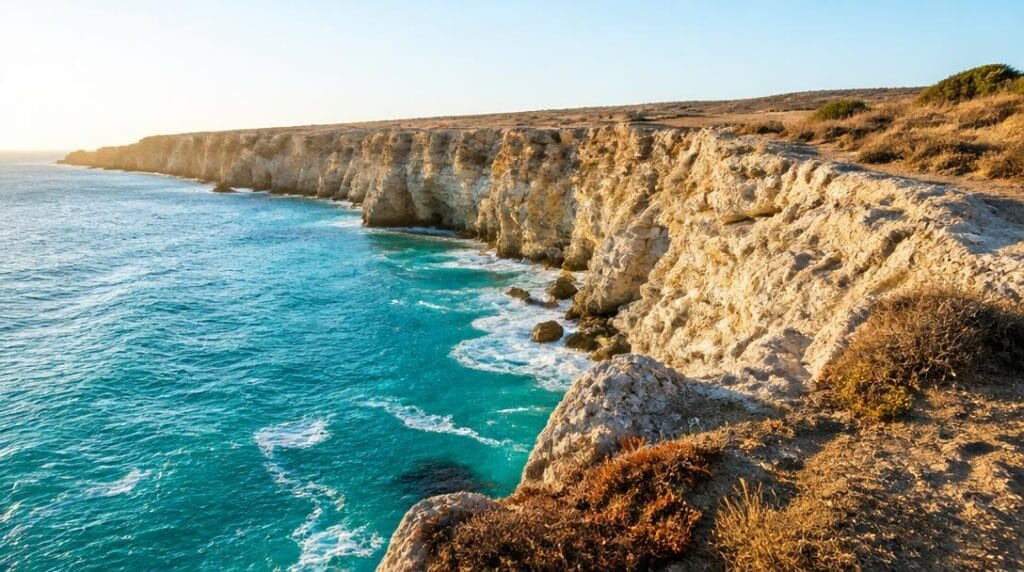Falaises et mer pour randonnée Grande-Terre
