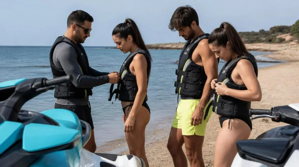 Briefing de sécurité avant une excursion en jet-ski