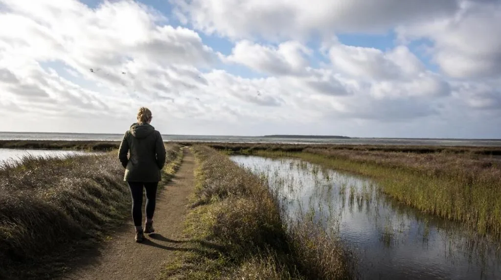 Sentier de randonnée dans les prés salés