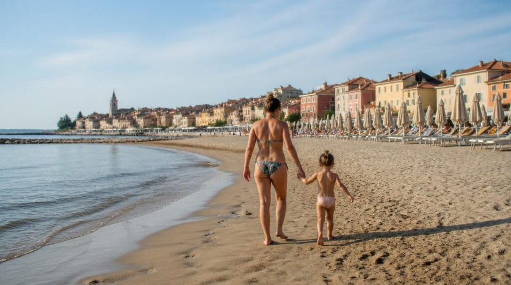 Grande plage familiale sur la mer Adriatique italienne