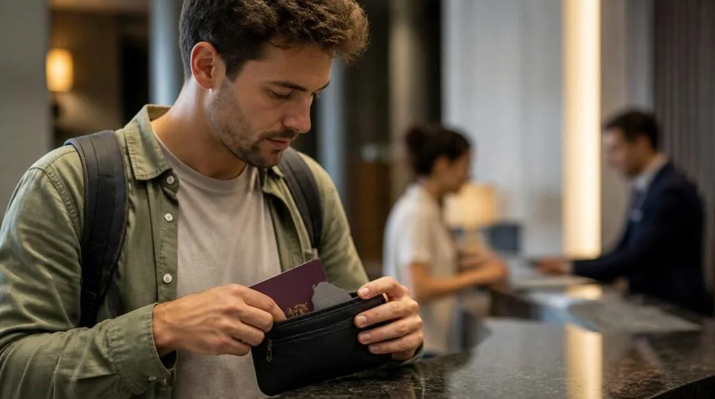 Passeport et carte protégés pendant un voyage