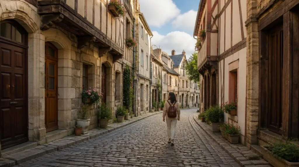 Ruelles anciennes du centre historique à pied