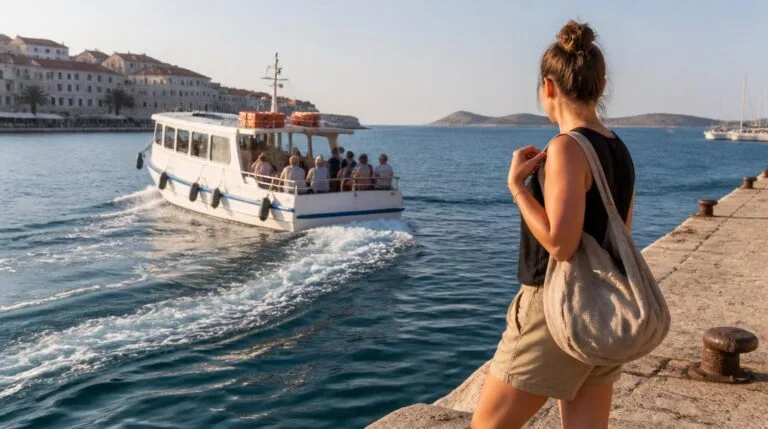 Navette du Frioul quittant un port méditerranéen